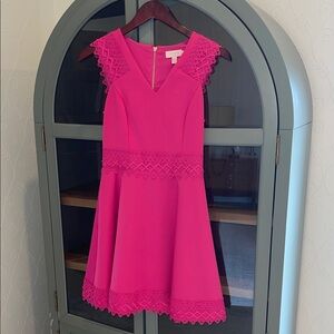 Ted Baker Fuchsia Lace Trim Mini Dress